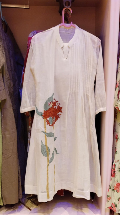 Ivory Pintuck Floral Co-ord Set (Tunic & Pants)