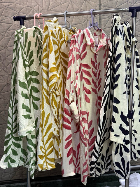 Thailand Women Long Printed Shirt with Pant Set