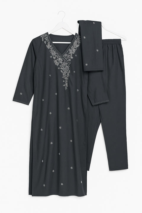 Aesha Embroidered Kurti with Pant & Dupatta Set