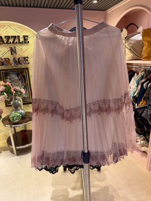 Layered A-Line Skirt with Lace Detailing