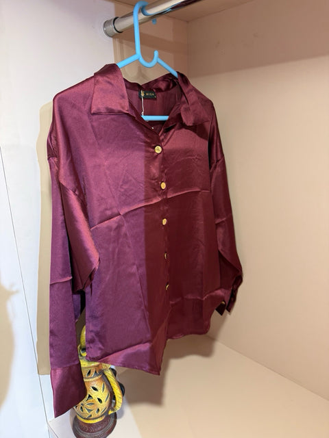 Solid Collared Long Sleeve Shirt with Puff Detailing