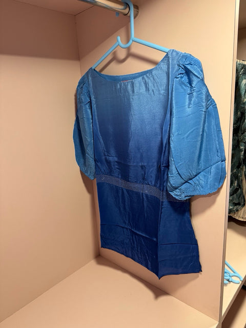 Mish Silk Finish Solid Top Puff Sleeve Design