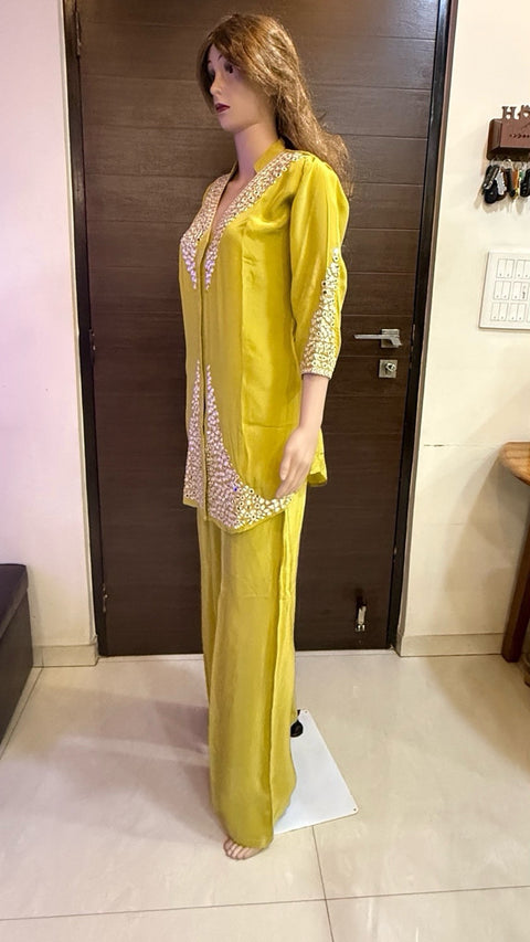 Puja Mustard Mirror Embroidered Coord Set