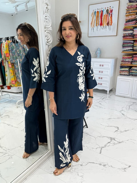 Swarit Cotton Coord Set with Floral Embroidery