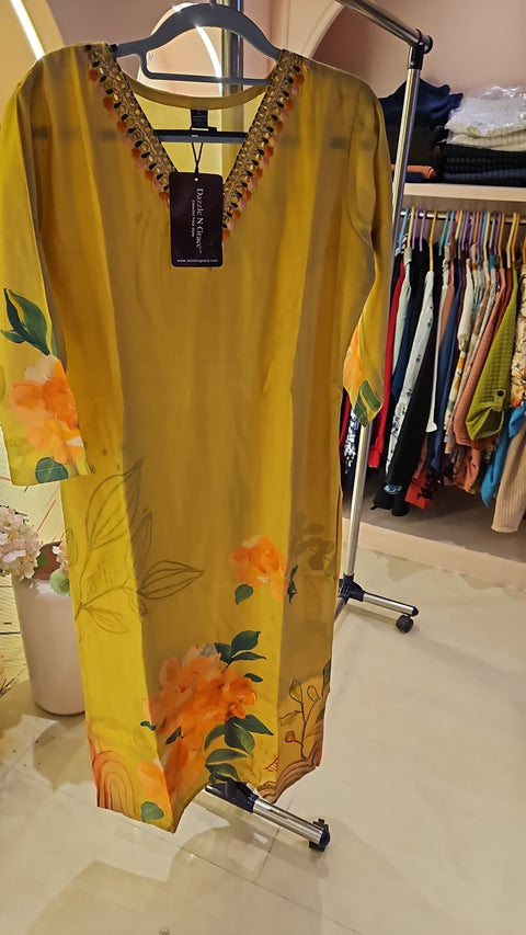 Yellow Floral Embroidered 3-Piece Suit Set