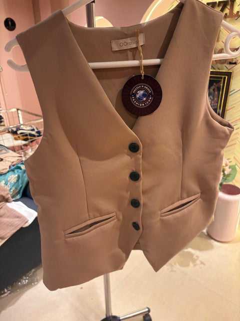 Classic Tailored Waistcoat Beige