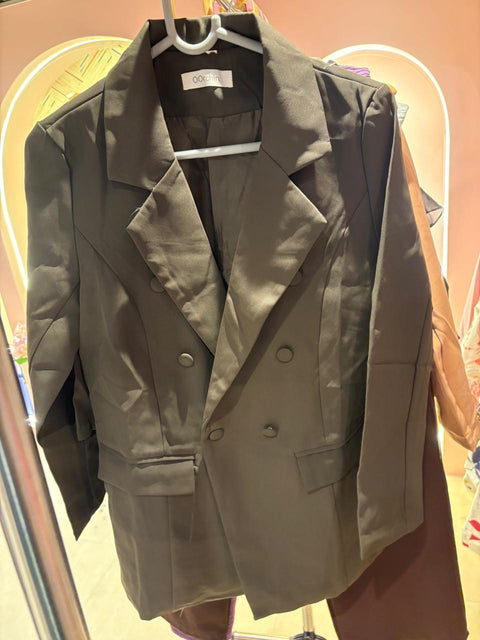 Olive Green Double-Breasted Blazer