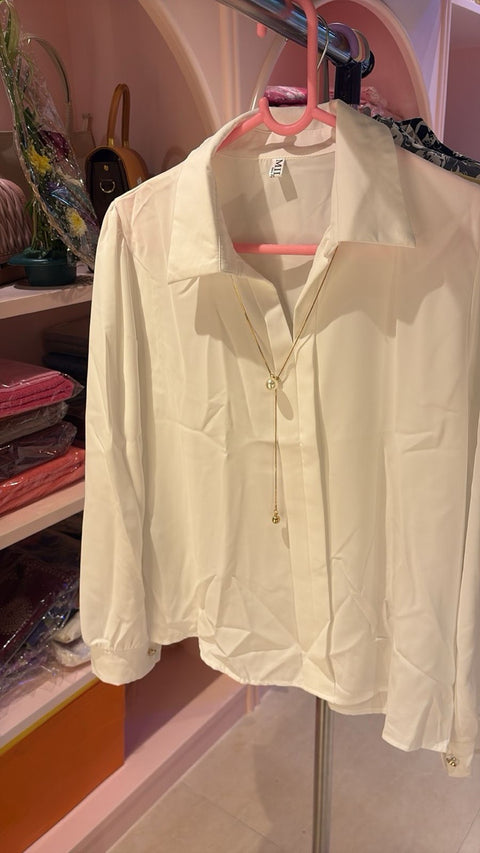 Solid Collared Long Sleeve Shirt with Puff Detailing