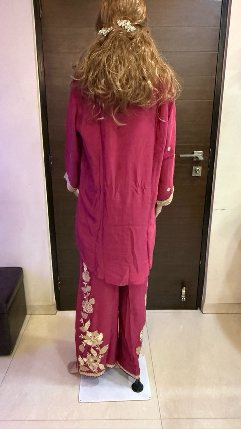 Puja Magenta Floral Embroidered Coord Set